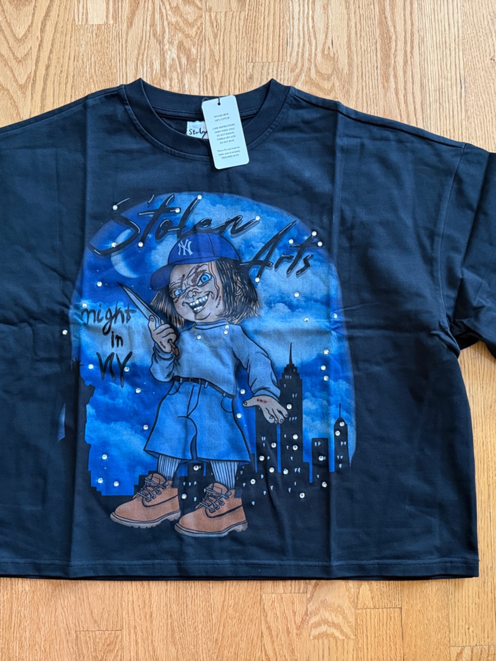 Men’s Black Graphic Short Sleeve Tee - Blue Night Design